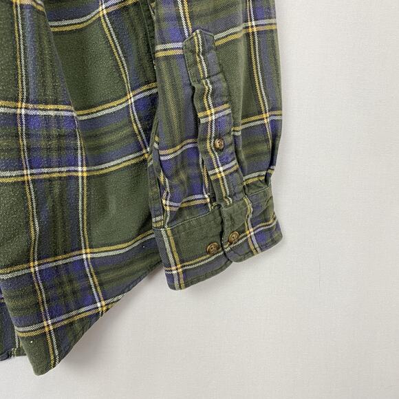 Vtg American Eagle Flannel Shirt Mens Large Green Plaid Pocket Button Fader Y2K - Picture 3 of 9